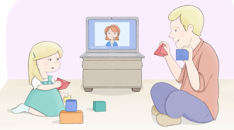 Illustration showing online speech therapy